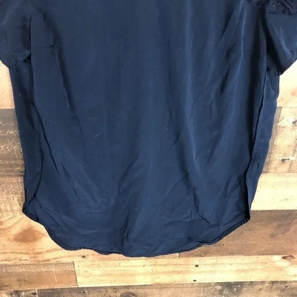 Abercrombie & Fitch Mens Navy Blue Lace Yoke Short Sleeve Blouse‎ Small - Image 3