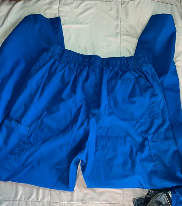 Royal Blue Scrub Cargo Pants Size M - Image 4
