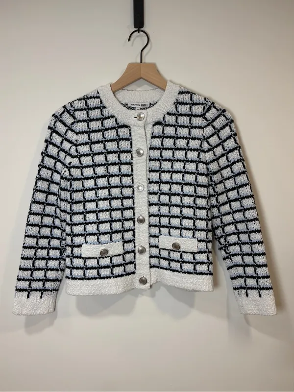 🌟 Veronica Beard 🌟 Lavigne Tweed Knit Sweater Cardigan Jacket Blue / White Xs - Image 5