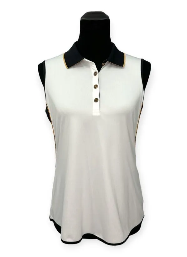 Greg Norman | Medium | ML75 Leopard Accent Play DRY Sleeveless Polo Golf Shirt - Image 4