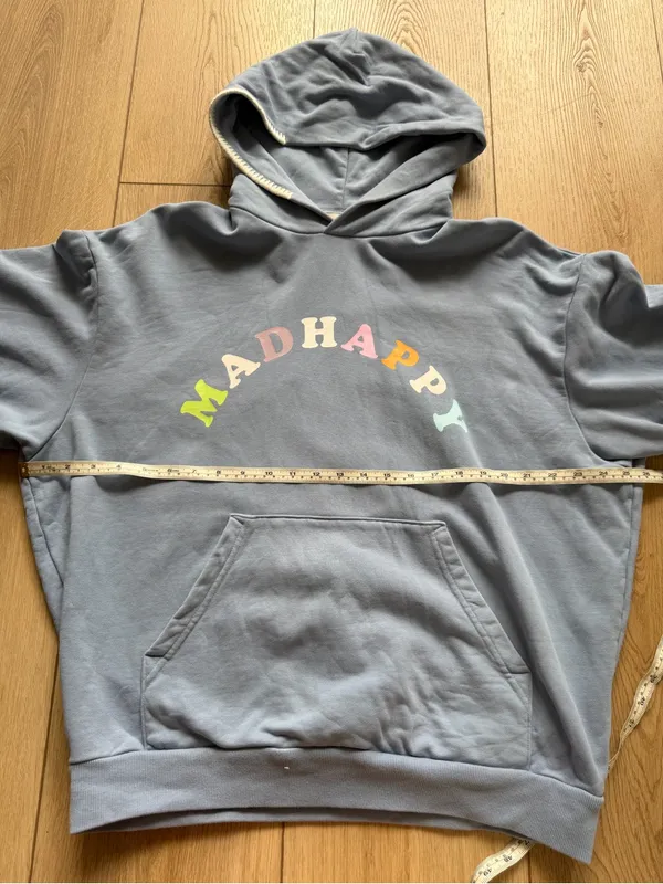 Madhappy Pastel Arch Logo Frost Blue Hoodie Size Medium Unisex Oversized - Image 10
