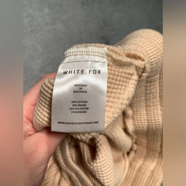 White fox boutique Tan Waffle lounge Shorts small - Image 6