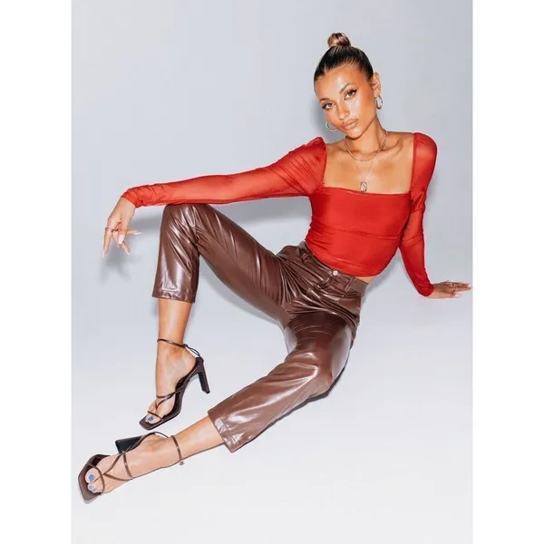 ✨Princess Polly LOVE LIES SZ 4 PANTS BROWN✨ - Image 5