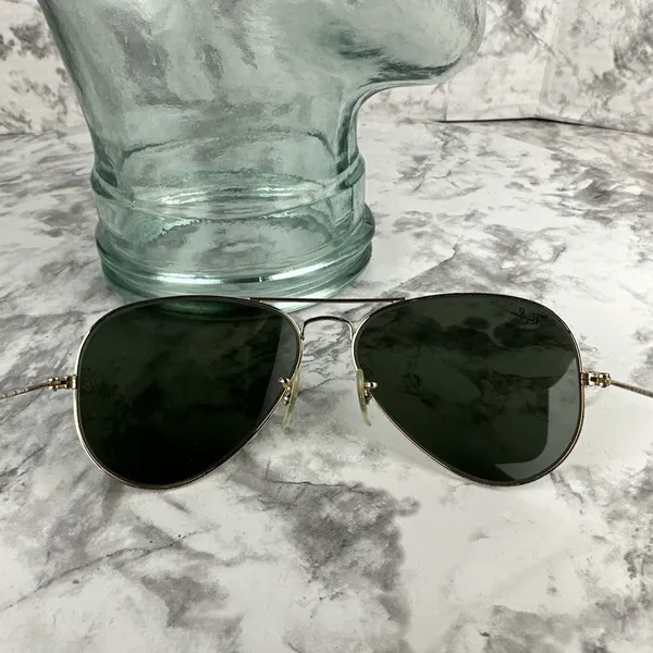 Ray Ban Vintage Aviator Large Gold Metal Sunglasses RB8026 Made‎ in Italy - Image 8
