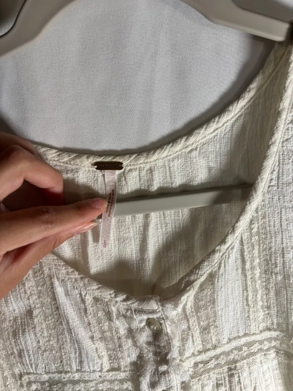 Free People ivory lace trim peplum blouse size Large - Image 5