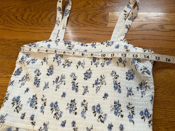 Hollister White Mini Dress with Blue Floral Print size M - Image 7