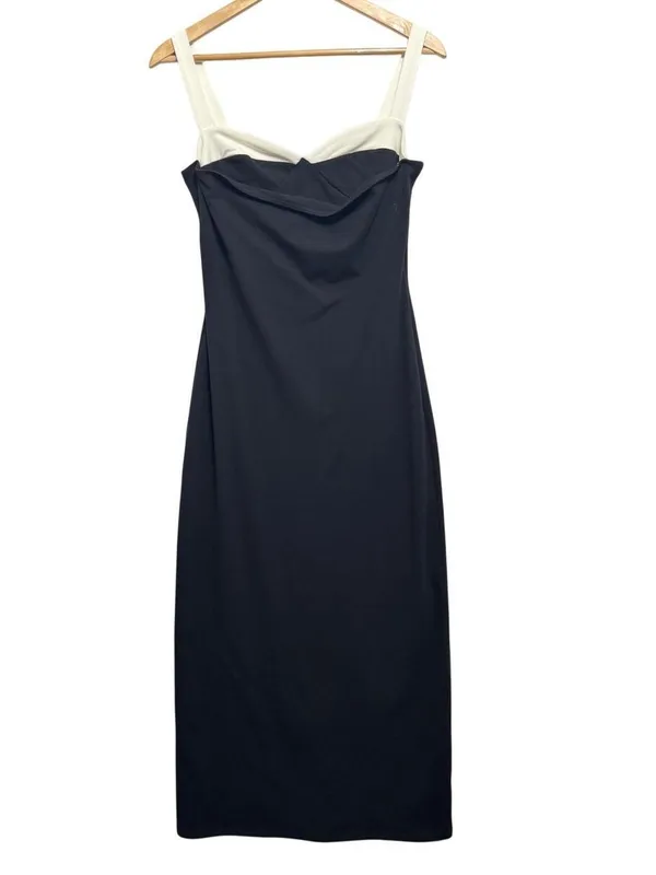 Reformation Black Midi Dress with White Straps - Image 6