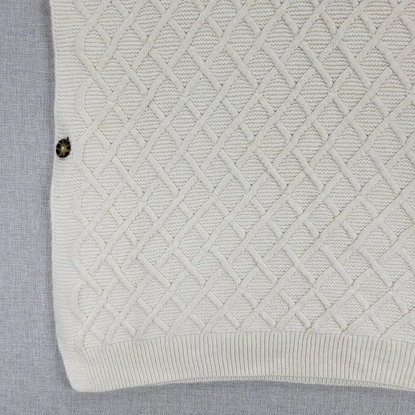 Tantrums Womens Vest One Size Ivory Wool Blend Cross Hatch Turtleneck Knit - Image 9