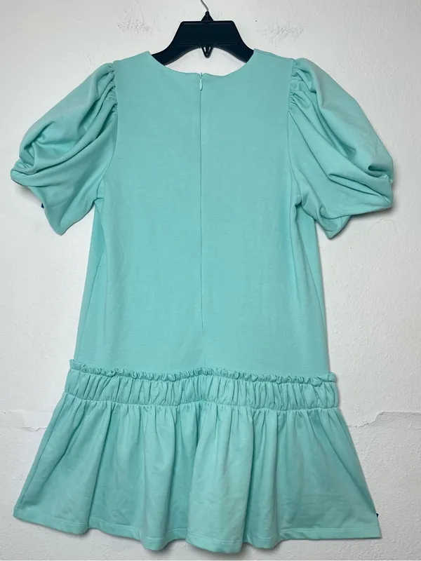 English Factory 100% Cotton Women’s XS Puff Sleeve Mini Dress in Mint Green - Image 4