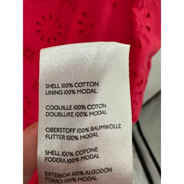 Anthropologie Pink‎ Eyelet Shift Dress Sz 8 Boho Ruffle Embroidered Feminine - Image 8