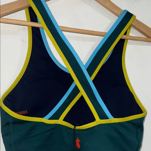 Cotopaxi sports bra Teal & lime NEW padded XS Mari Crop deep ocean - Image 3