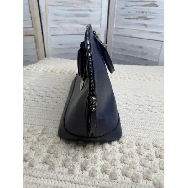 FIORE Women's Saffiano Leather Classic Dome Satchel Bag Made in Italy Navy - Image 8