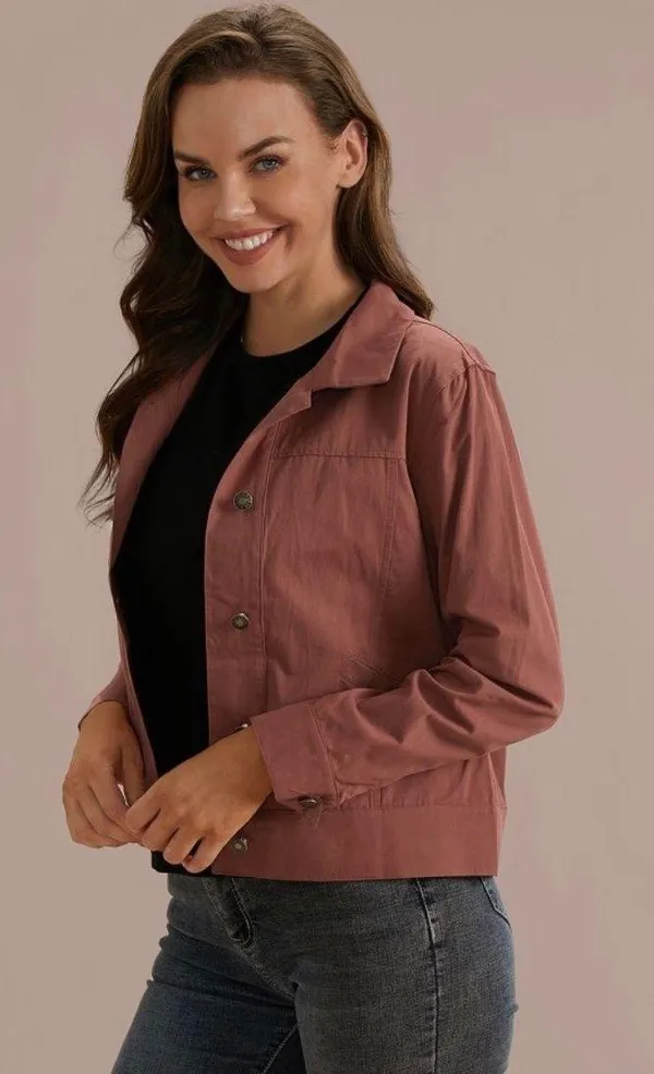 Buttons Red Rounded Collar  Jacket With Pockets - Image 3