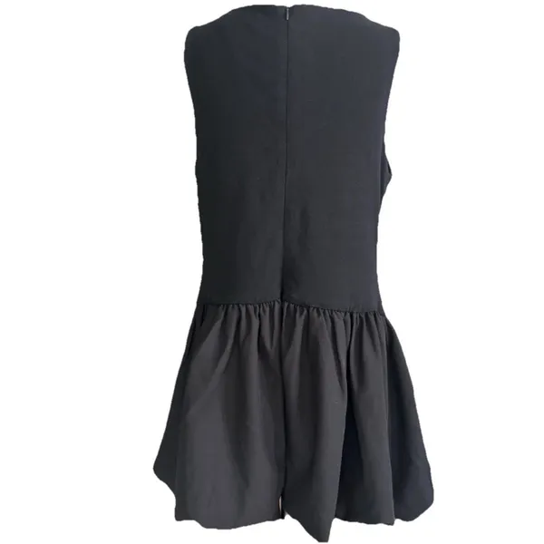 L'eau Bisou Black Bubble Knit Mini Dress XL Square Neck Dropped Waist Party LBD - Image 6