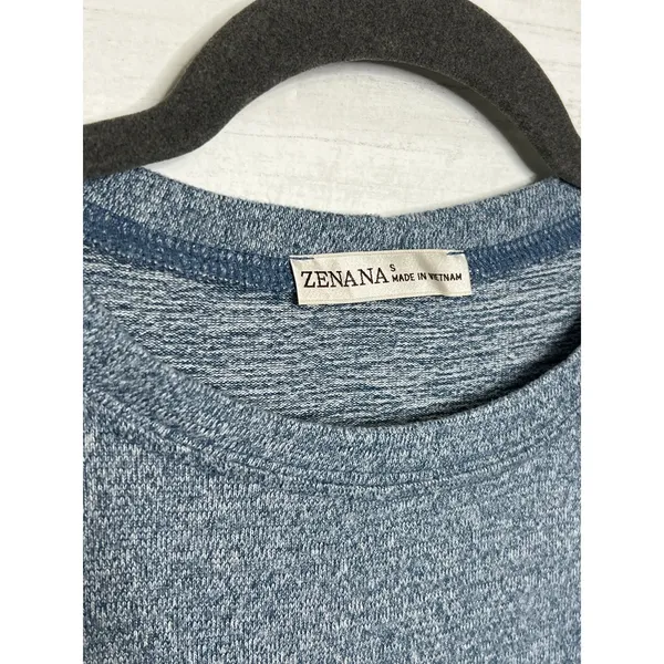 Zenana Small Matching Set Heather Blue Jogger Pant Long Sleeve Top - Image 4