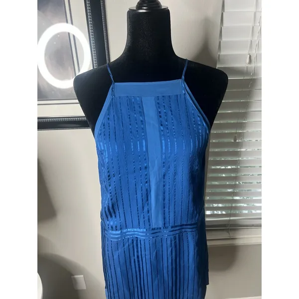 Mason by Michelle‎ Mason Mini Silk Slip Dress 0 Blue Halter Lined - Image 2