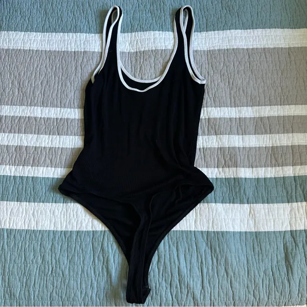 ASOS Black White Ribbed Bodysuit 4 S Tank - Image 5