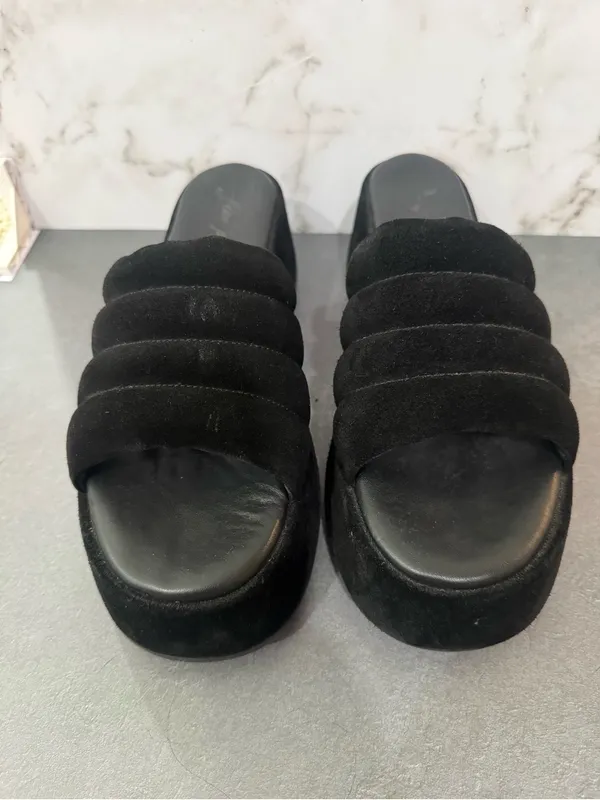 Free People Black Quilted Platform Slide Sandals - Image 2