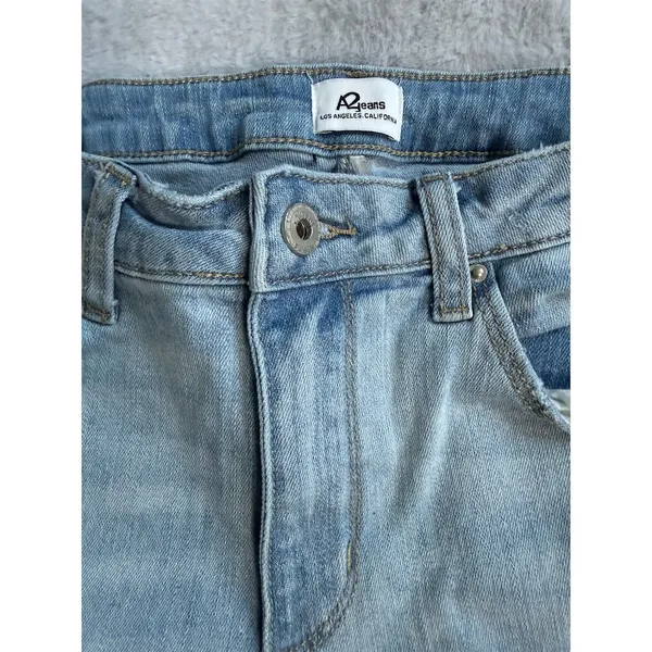 A2 by S.A Jeans Womens Size 5 Light Wash Distressed Skinny Jeans 27 Inseam - Image 4