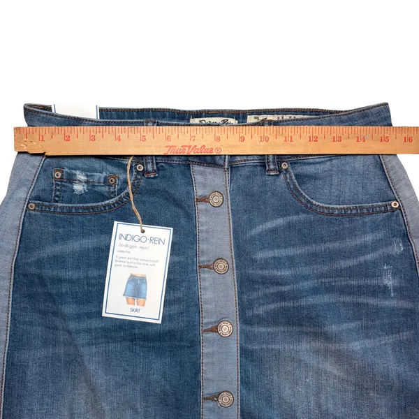 Princess Polly NWT Two Tone Denim Mini Skirt Button Front Women’s 7 - Image 4