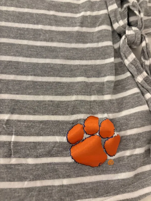 Clemson Tigers Gray Striped Tunic Top Large Gameday Couture Long Sleeve Keyhole - Image 2
