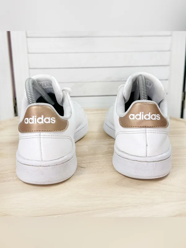 Adidas Advantage Low Top Sneakers White Copper Women 8.5 Leather Preppy Retro - Image 6