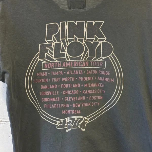 Retrobrand Pink Floyd 1977 North American Tour Graphic T-Shirt Faded Black Small - Image 8