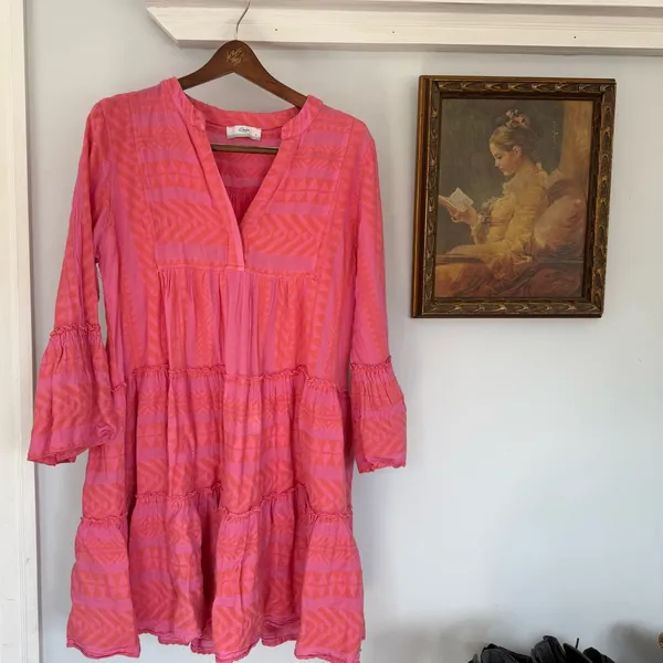 Anthropologie Devotion‎ twins Ella Dress in Salmon/Pink size Medium - Image 2