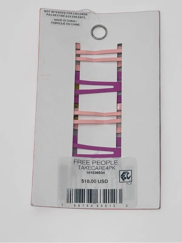 NWT Free People Take Care Hair Clip Pack in Living Magenta/Pastel Peach - Image 3