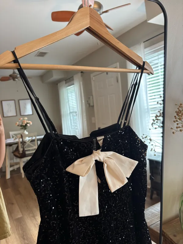 H&M Bow Dress White Sequin Black - Image 2