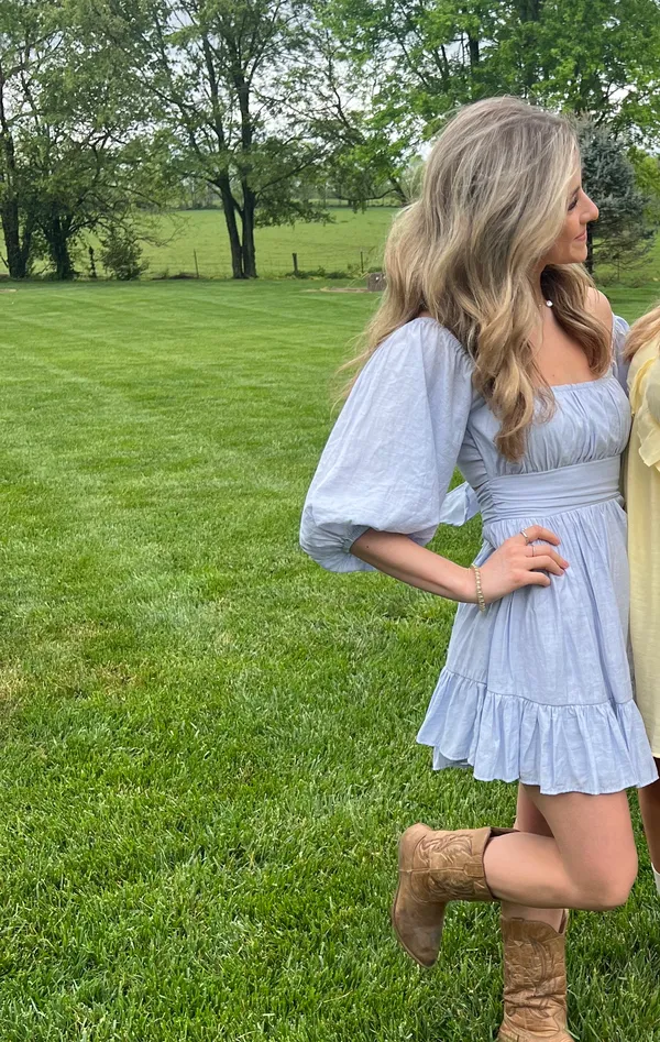 Petal and Pup Blue 3/4 sleeve Babydoll dress - Image 6