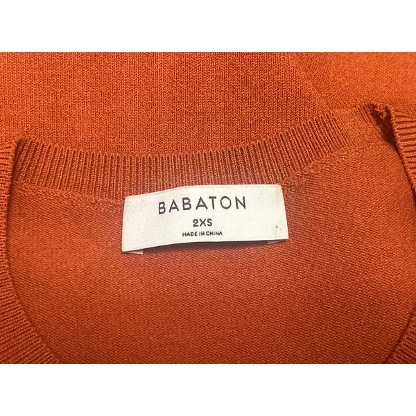 Aritzia Babaton Coral Orange Long Sleeve Crew Neck Slim Sweater Top Size 2XS - Image 3