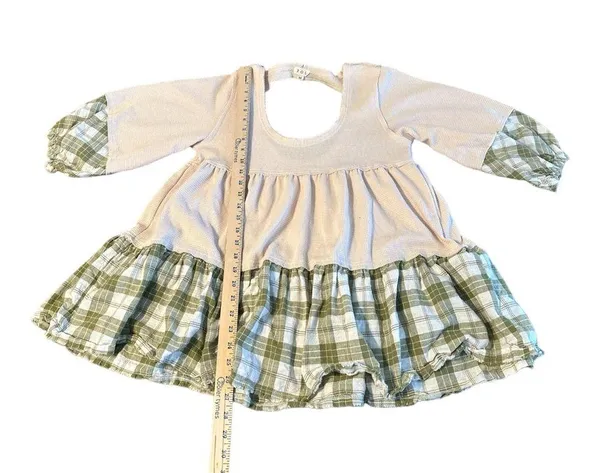 Shades Of Fall 3/4 Sleeve Plaid Rib Knit Tiered Tunic Balloon Sleeve Women’s Med - Image 11