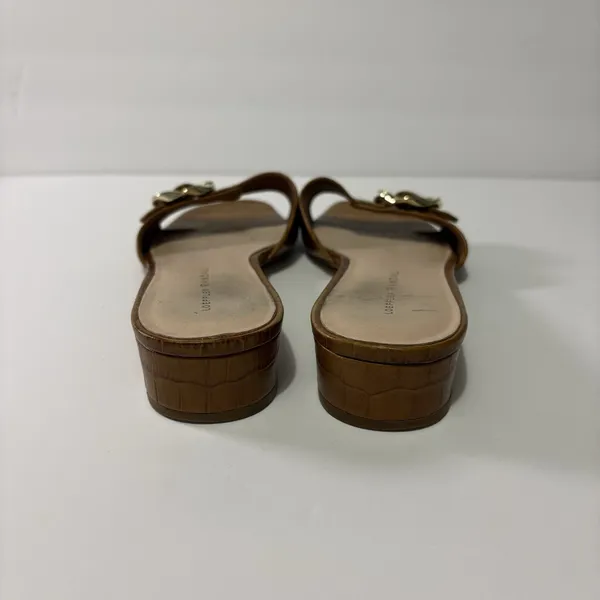 Loeffler Randall Edie Twisted Single Buckle Slide Sandals Cognac Brown Size 9.5 - Image 5