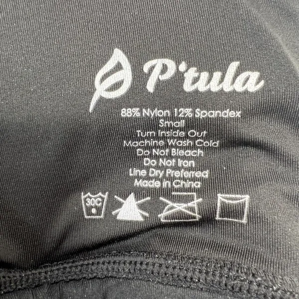 P'tula Small Sports Bra High Neck Racerback Black Activewear Gym Workout Top - Image 4