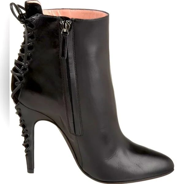 Alexandra Neel 326 Black Leather Heeled Ankle Boots EU 37 Made Italy Chic w FLAW - Image 4
