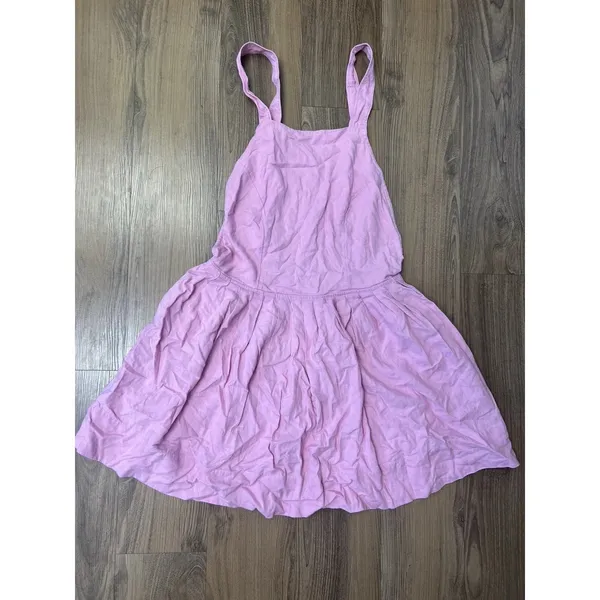 Free People Apron‎ Overalls Mini Dress Milkmaid Coquette Linen Barbiecore Hippie - Image 3