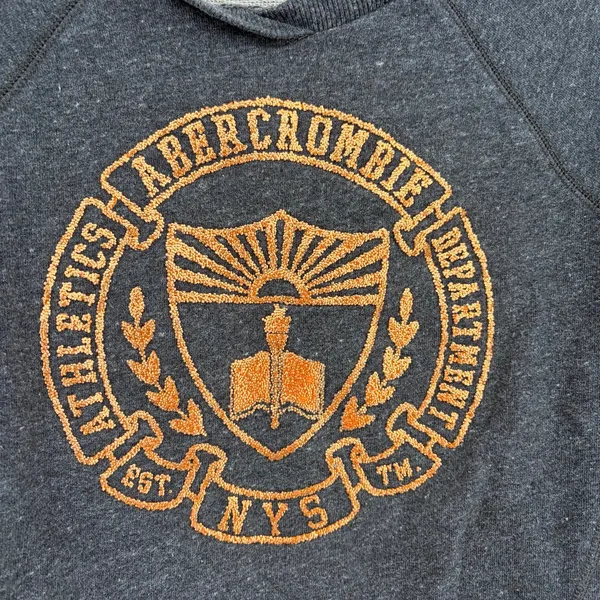 Abercrombie & Fitch Glitter Crest Sweatshirt Sz XS Y2K Preppy Collegiate Gray - Image 3