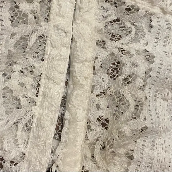 Tic Toc Womens Sheer White Lace Crop Tank Top S 32” Coquette Hook & Eye Front - Image 3