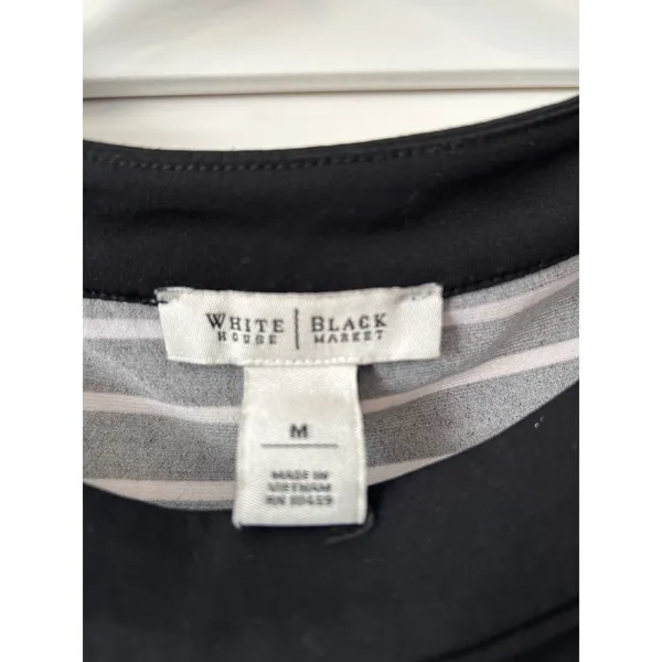 White House‎ Black Market Striped 3/4 Sleeve Boat Neck Dress Size Medium - Image 2