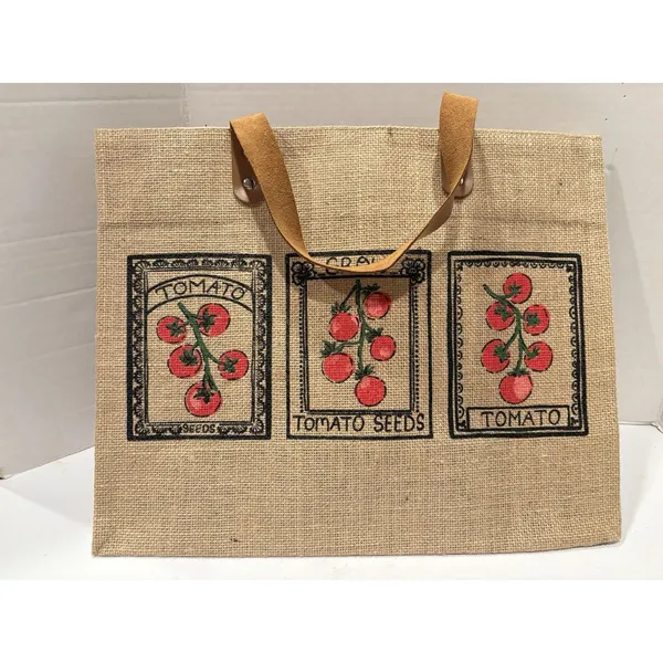 Martha Stewart Canvas Tomato Seeds Tote Bag. Styled like a rustic jute - Image 8