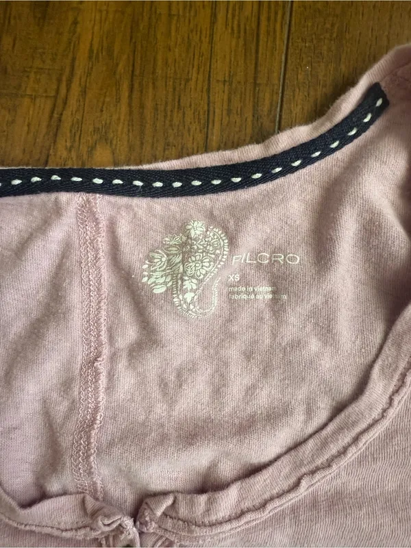 Anthropologie Pilcro Dusty Pink Long Sleeve Henley Top - Image 6