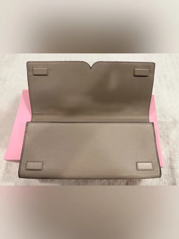 Tory Burch Miller Logo Folding Serif Clutch in French Gray - NWOT - Image 9