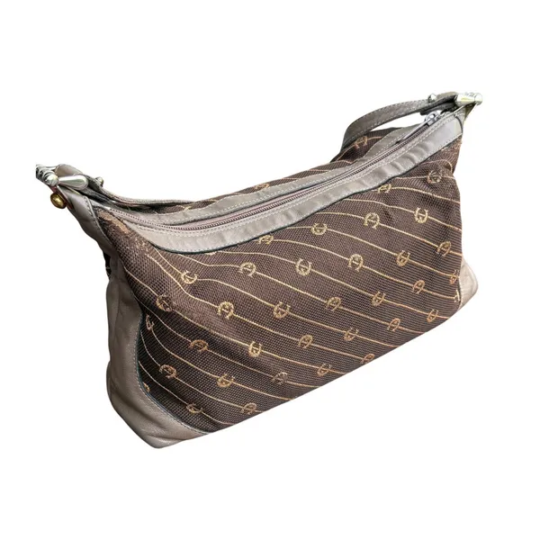 Etienne Aigner Vintage Monogram Logo Shoulder Bag Brown‎ Canvas Leather Trim - Image 6