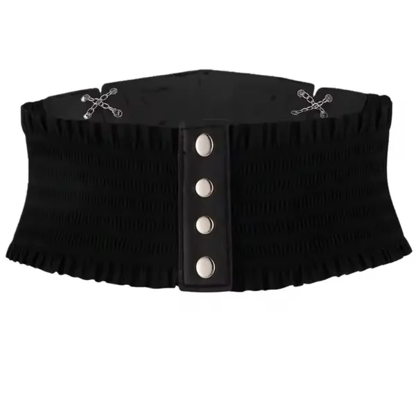 Black Gothic Waist Belt with Chains - Image 2