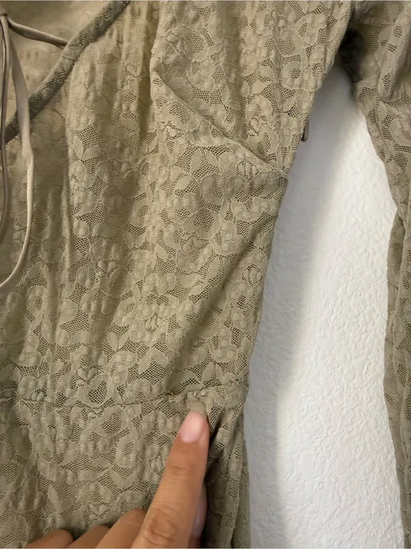House of CB Giovanna Taupe Tie-Front Cutout Long Sleeve Maxi Dress - Image 6