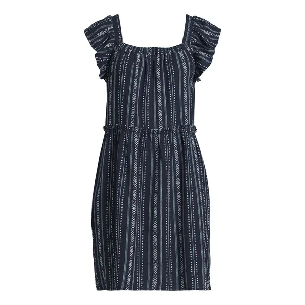 Time and Tru Womens Dress Dark Navy Stripe Size XL Square Neck Mini Linen - Image 3