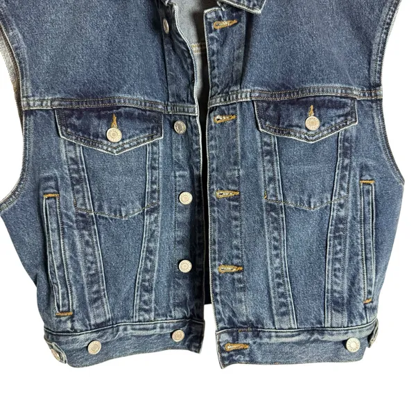 Agolde Charli Sleeveless Button Front Denim Trucker Jean Vest Size Small - Image 6