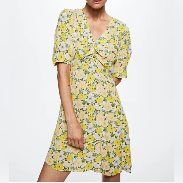 New Mango MNG Ruched detail floral print mini dress, size small, size 4 - Image 7