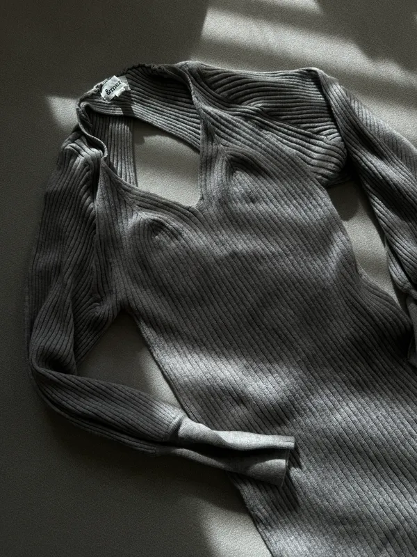 Gray Midi Sweater Dress - Image 4